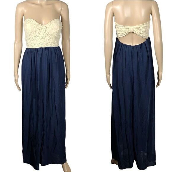 Windsor lasce blue and cream maxi dress Nwt - Picture 1 of 9